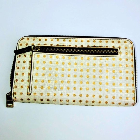 Fossil White with Gold Polka Dots Wallet - Picture 2 of 6